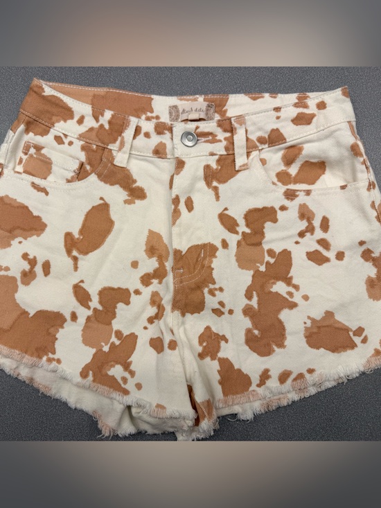 Altar'd State Pants - Altar'd State Tan Cow-Print Denim Shorts